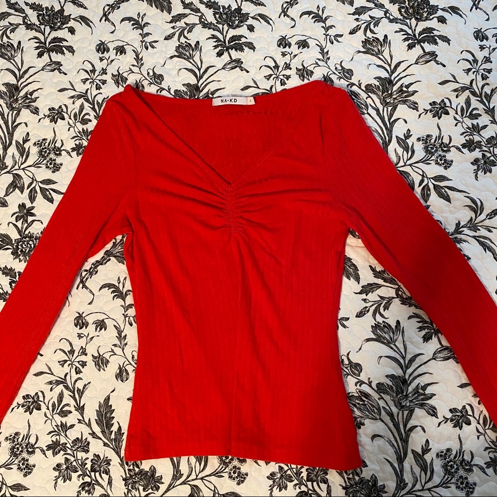 NAKD red ribbed long sleeve - size S
